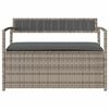 vidaXL Gartenbank mit Stauraum und Kissen Grau Poly Rattan