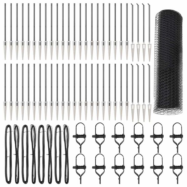 vidaXL Zaunpfosten Grau 100 x 0,5 m (25 mm Netz) Stahl und PVC