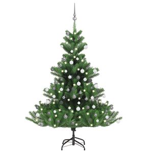 vidaXL K&uuml;nstlicher Weihnachtsbaum Nordmann LED & Kugeln Gr&uuml;n 150 cm