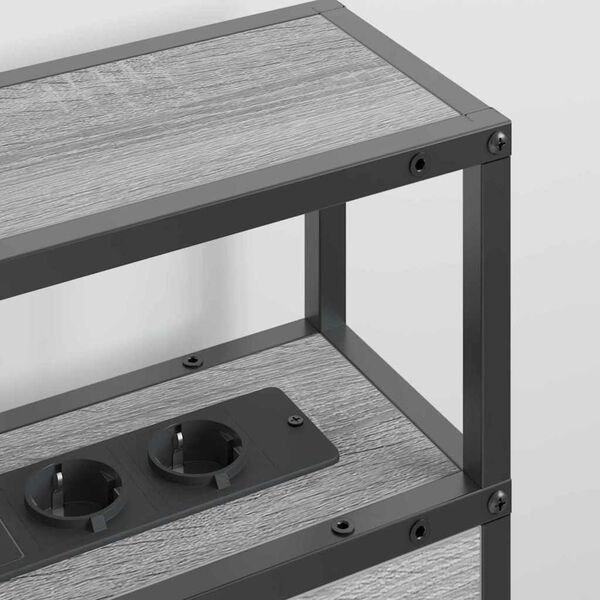 vidaXL Stauraum-Kopfteil mit Regal Grau Sonoma 180 cm Holzwerkstoff