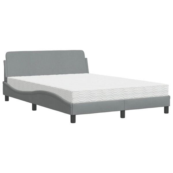vidaXL Bett mit Matratze "Dover" Hellgrau 120x200 cm Stoff