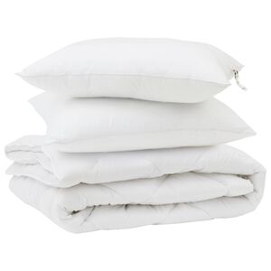 vidaXL Bettdecke mit Kissen 3 pcs Wei&szlig; Mikrofaser