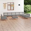 vidaXL 11-tlg. Garten-Lounge-Set Massivholz Kiefer Grau