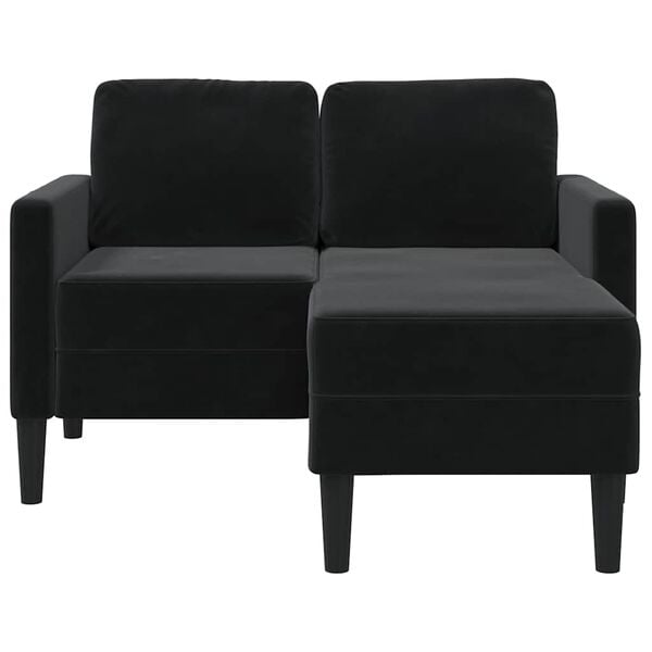 vidaXL 2-Sitzer-Sofa mit Chaiselongue L-förmig Schwarz 125 cm Samt