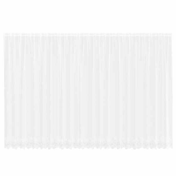 vidaXL Spitzenvorhang mit Vorh&auml;ngen Floral Wei&szlig; 220 x 600 cm Polyester