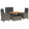 vidaXL 4-tlg. Garten-Essgruppe mit Kissen Grau Poly Rattan