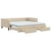 vidaXL Tagesbett Ausziehbar mit Schubladen Creme 100x200 cm Stoff