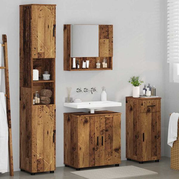 vidaXL Badezimmerm&ouml;bel-Set 4 pcs Altholz Holzwerkstoff & Metall