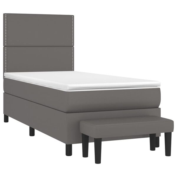 vidaXL Boxspringbett mit Matratze Grau 100x200 cm Kunstleder