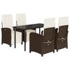 vidaXL 5-tlg. Garten-Essgruppe mit Kissen Braun Poly Rattan