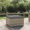vidaXL Gartenhocker mit Kissen Grau 55x55x30 cm Poly Rattan