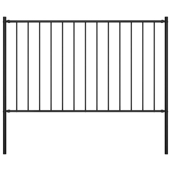 vidaXL Zaunelement mit Pfosten Pulverbeschichteter Stahl 1,7x1 m Schwarz