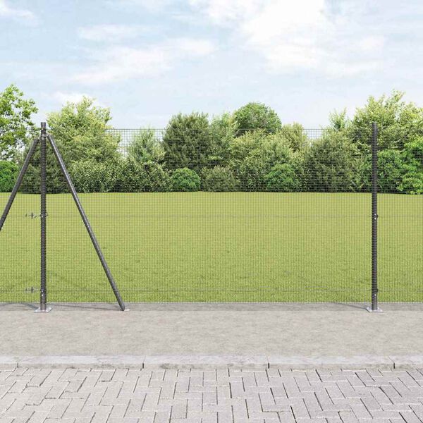 vidaXL Zaunpfosten Grau 50 x 1,2 m (16 x 16 mm Netz) Stahl und PVC