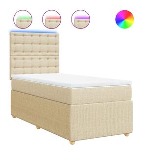 vidaXL Boxspringbett mit Matratze Creme 80x200 cm Stoff