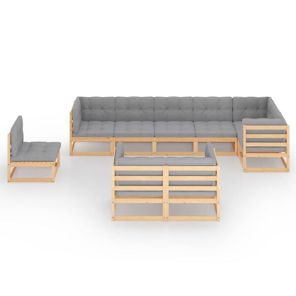 vidaXL 9-tlg. Garten-Lounge-Set mit Kissen Massivholz Kiefer