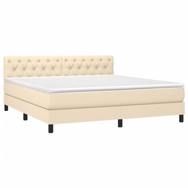 vidaXL Boxspringbett mit Matratze & LED Creme 160x200 cm Stoff