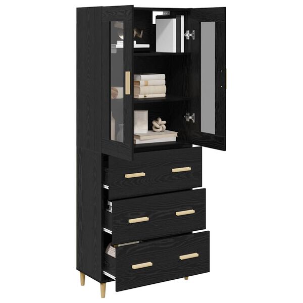 vidaXL Highboard Schwarz Eichen-Optik 69,5 x 34 x 180 cm