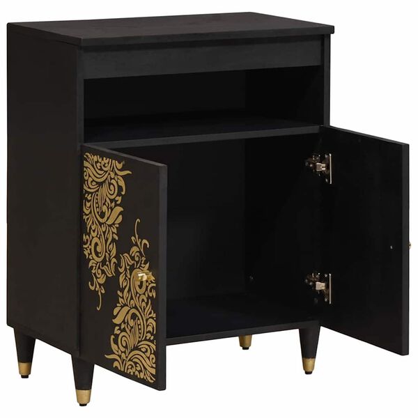vidaXL Sideboard mit Regal Schwarz 60 x 33 x 75 cm Massivholz Mango