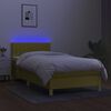 vidaXL Boxspringbett mit Matratze & LED Gr&uuml;n 90x190 cm Stoff