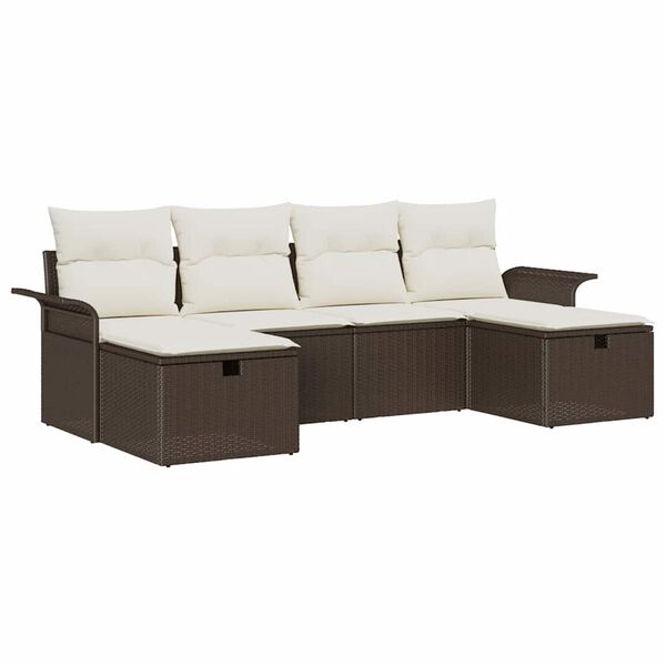 vidaXL Gartensofa-set mit Kissen 6 pcs Braun und Creme Poly-Rattan