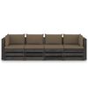 vidaXL 4-Sitzer Outdoor-Sofa mit Kissen Grau Impr&auml;gniertes Holz
