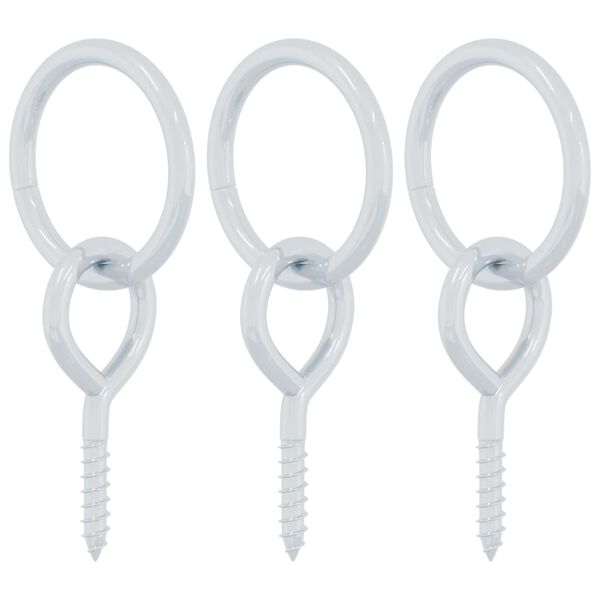 vidaXL Pferdeanbinderinge mit &Ouml;senschrauben 3 Stk. Silbern Stahl