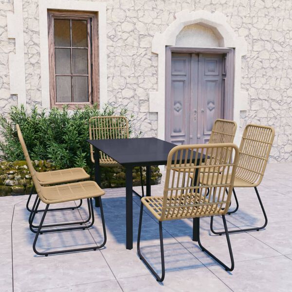 vidaXL 7-tlg. Garten-Essgruppe Poly Rattan und Glas