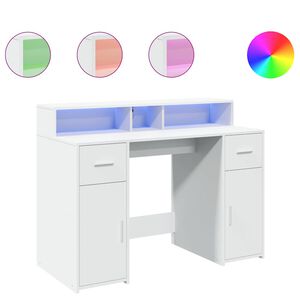 vidaXL LED-Schreibtisch Wei&szlig; 120x55x91 cm Holzwerkstoff