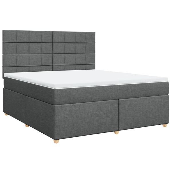 vidaXL Boxspringbett mit Matratze Dunkelgrau 180x200 cm Stoff