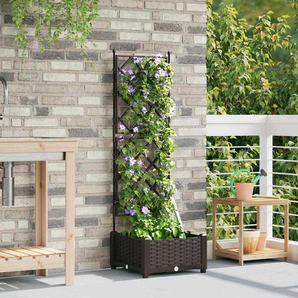 vidaXL Gartenpflanzer mit Gitter Grau 40 x 40 x 125,5 cm PP