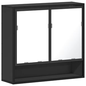 vidaXL Spiegelschrank Schwarz 65x20x60 cm Holzwerkstoff