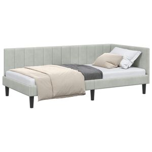 vidaXL Eckbettgestell Hellgrau 90 x 190 cm Samt