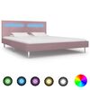vidaXL Bettgestell mit LED Rosa Stoff 180 x 200 cm