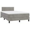 vidaXL Boxspringbett mit Matratze & LED Hellgrau 120x190 cm Samt