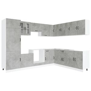vidaXL 14-tlg. K&uuml;chenschrank-Set Kalmar Betongrau Holzwerkstoff