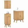 vidaXL Badezimmerm&ouml;bel-Set mit Regal 3 pcs Braun Massivholz Kiefer