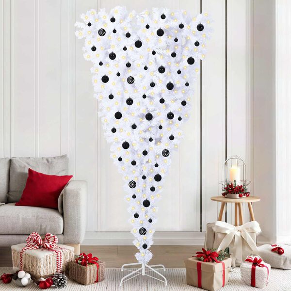 vidaXL K&uuml;nstlicher Weihnachtsbaum Wei&szlig; 210 cm PVC und Stahl