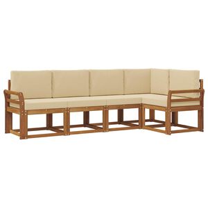 vidaXL Outdoor-Sofagarnitur mit Kissen 5 pcs Natur und Beige