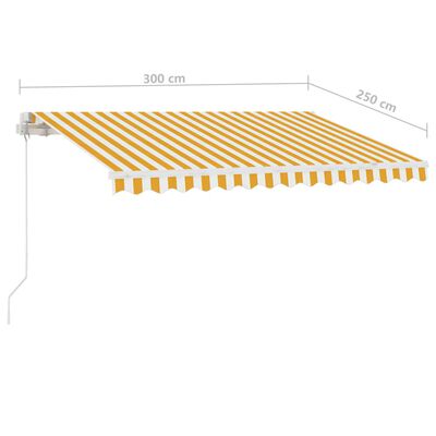 vidaXL Markise Manuell Einziehbar mit LED 300x250 cm Gelb Weiß