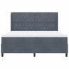 vidaXL Boxspringbett mit Matratze mit LED Dunkelgrau 180 x 200 cm Samt