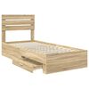 vidaXL Bettrahmen Sonoma Eiche und Silber 75 x 190 cm Holzwerkstoff