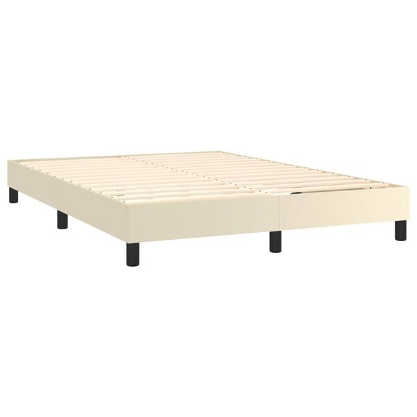 vidaXL Boxspringbett mit Matratze Creme 140x200 cm Kunstleder