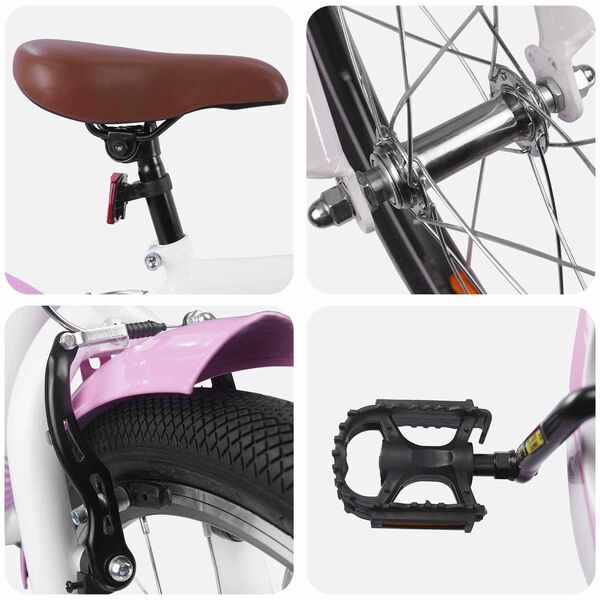 vidaXL Kinderfahrrad 18 Zoll f&uuml;r 5-7 Jahre alt Hellrosa