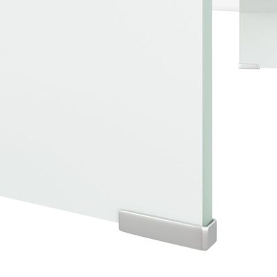 vidaXL TV-Tisch/Bildschirmerhöhung Glas Weiß 90x30x13 cm