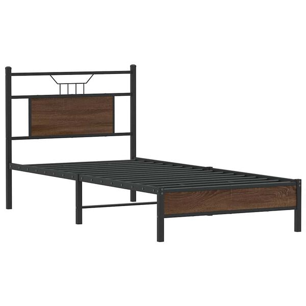 vidaXL Bettgestell ohne Matratze Braun Eiche 75x190 cm Holzwerkstoff