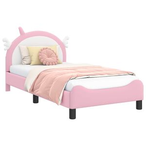 vidaXL Kinderbettgestell mit Kopfteil mit Kopfteil Rosa 80 x 160 cm PU