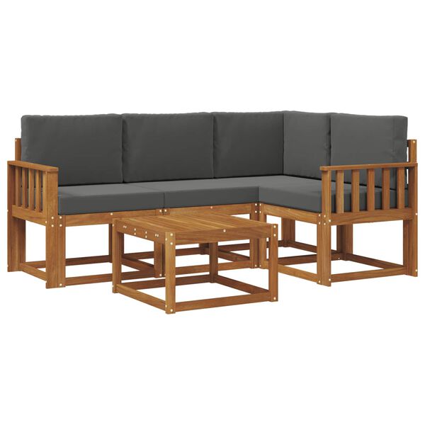vidaXL Outdoor-Sofagarnitur mit Kissen 5 pcs Natur und Anthrazit