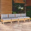 vidaXL 4-Sitzer-Gartensofa mit Grauen Kissen Massivholz Kiefer