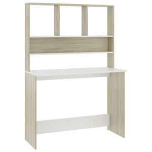 vidaXL Schreibtisch mit Regalen Wei&szlig; Sonoma-Eiche 110x45x157 cm
