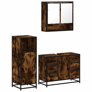 vidaXL 3-tlg. Badm&ouml;bel-Set R&auml;uchereiche Holzwerkstoff